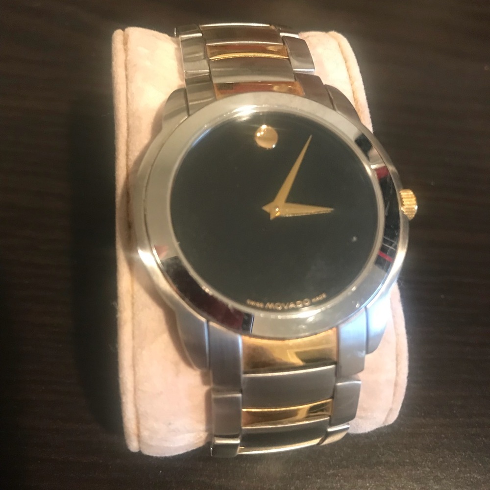 Movado silver and gold watch